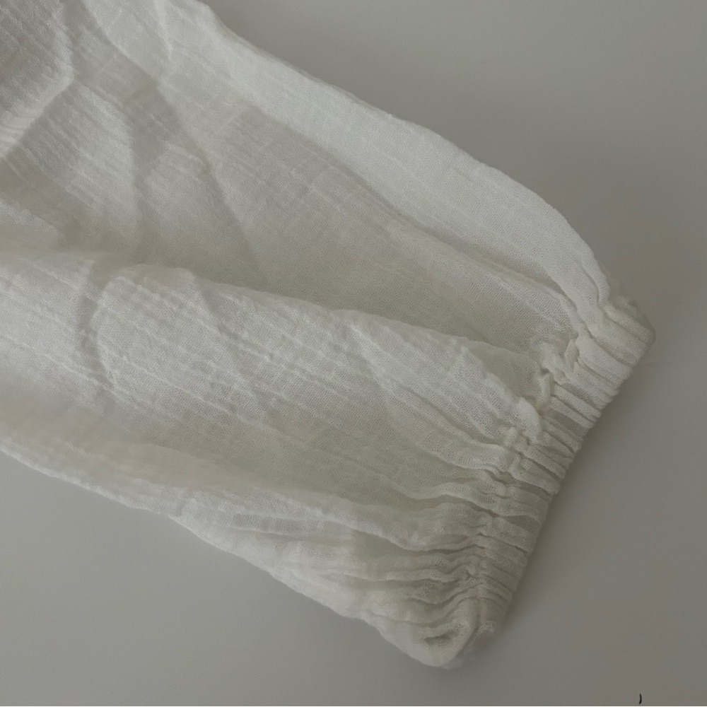 J. Crew White Cotton 3/4 Sleeve Elastic Waist Beach Cover Up Dress Small - Picture 12 of 13